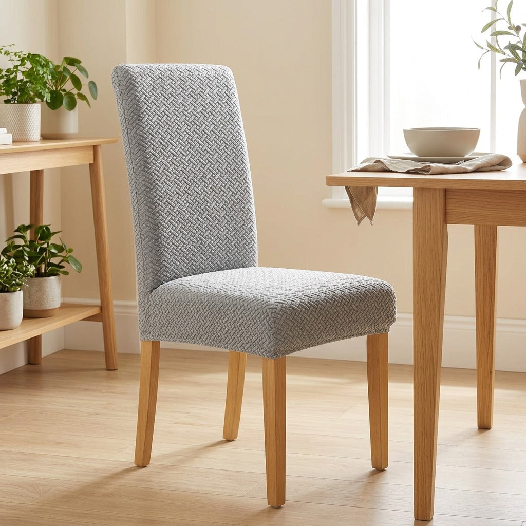 Dinefit™ Chemical Fiber Dining Chair Cover in a calm home setting