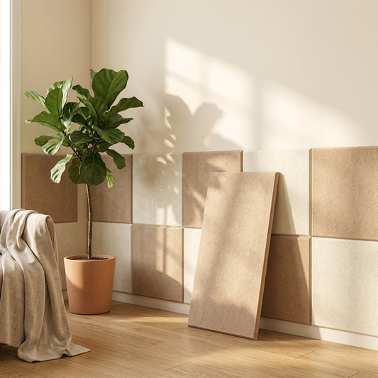 Hushweft™ Polyester Fiber Soundproofing Panels in a calm home setting
