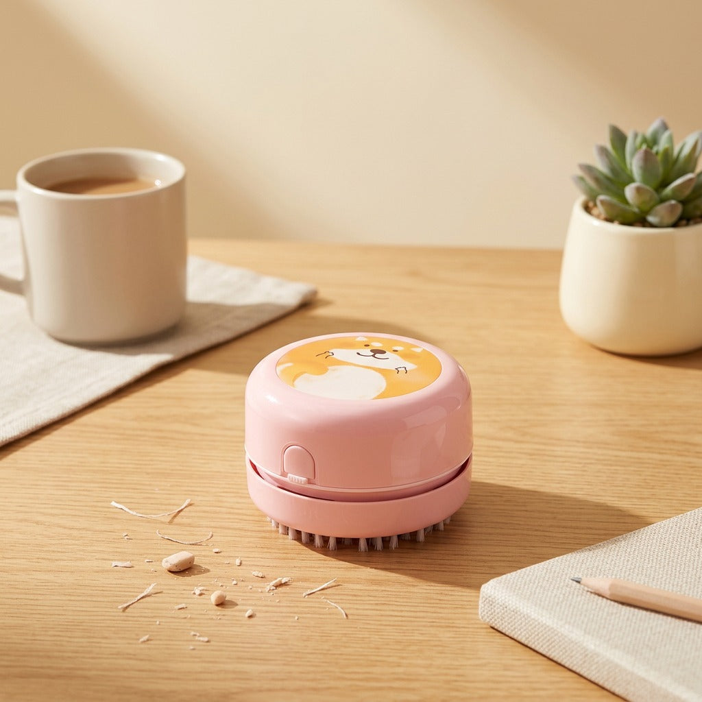 Crumbwhisk™ Mini Desktop Vacuum Cleaner in a calm home setting