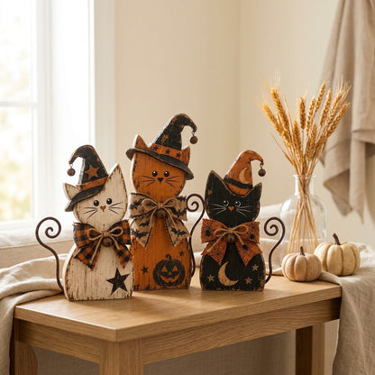 Spookwood™ Halloween Wooden Desktop Decoration Set in a calm home setting