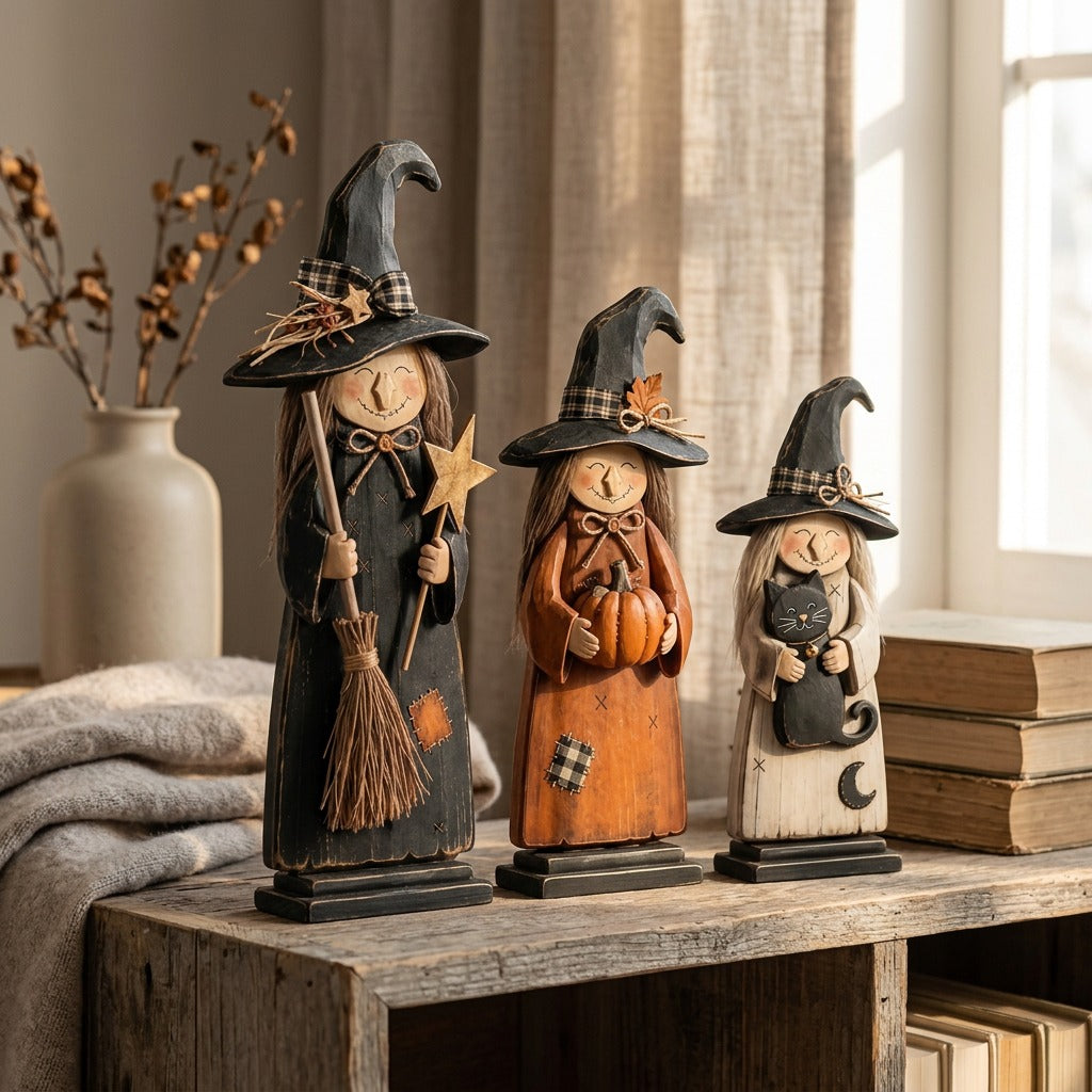 Spookwood™ Halloween Wooden Desktop Decoration Set, styled close view