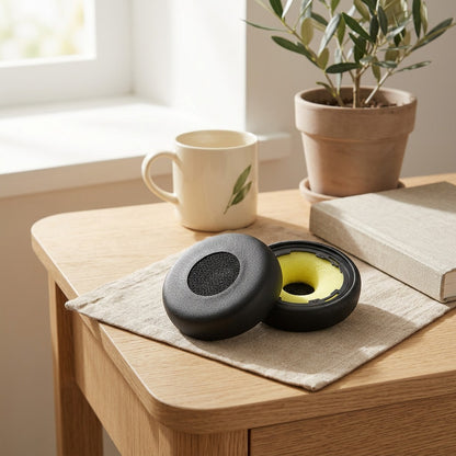 Earplush™ Sponge Cover for Jabra Evolve 75-Series Earmuffs in a calm home setting
