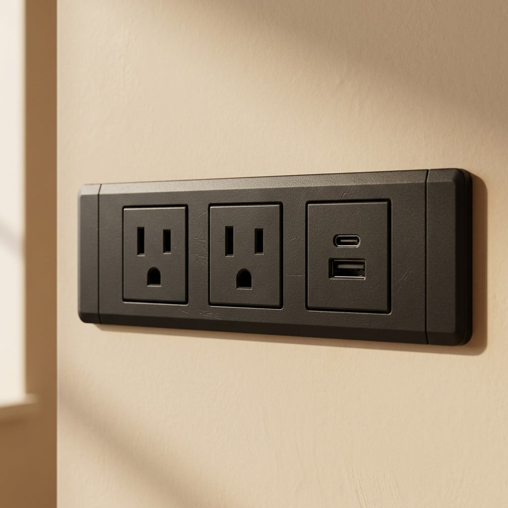 Flushplug™ Embedded Desktop Power Socket, material and detail close-up