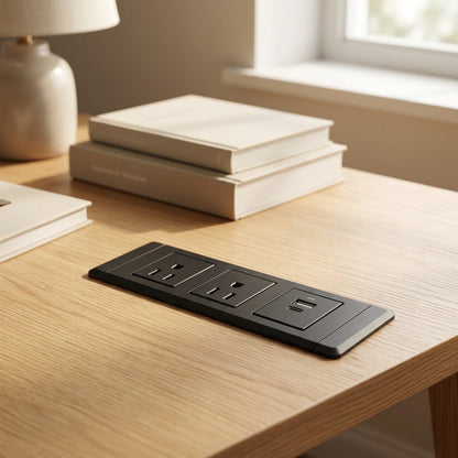 Flushplug™ Embedded Desktop Power Socket, styled close view