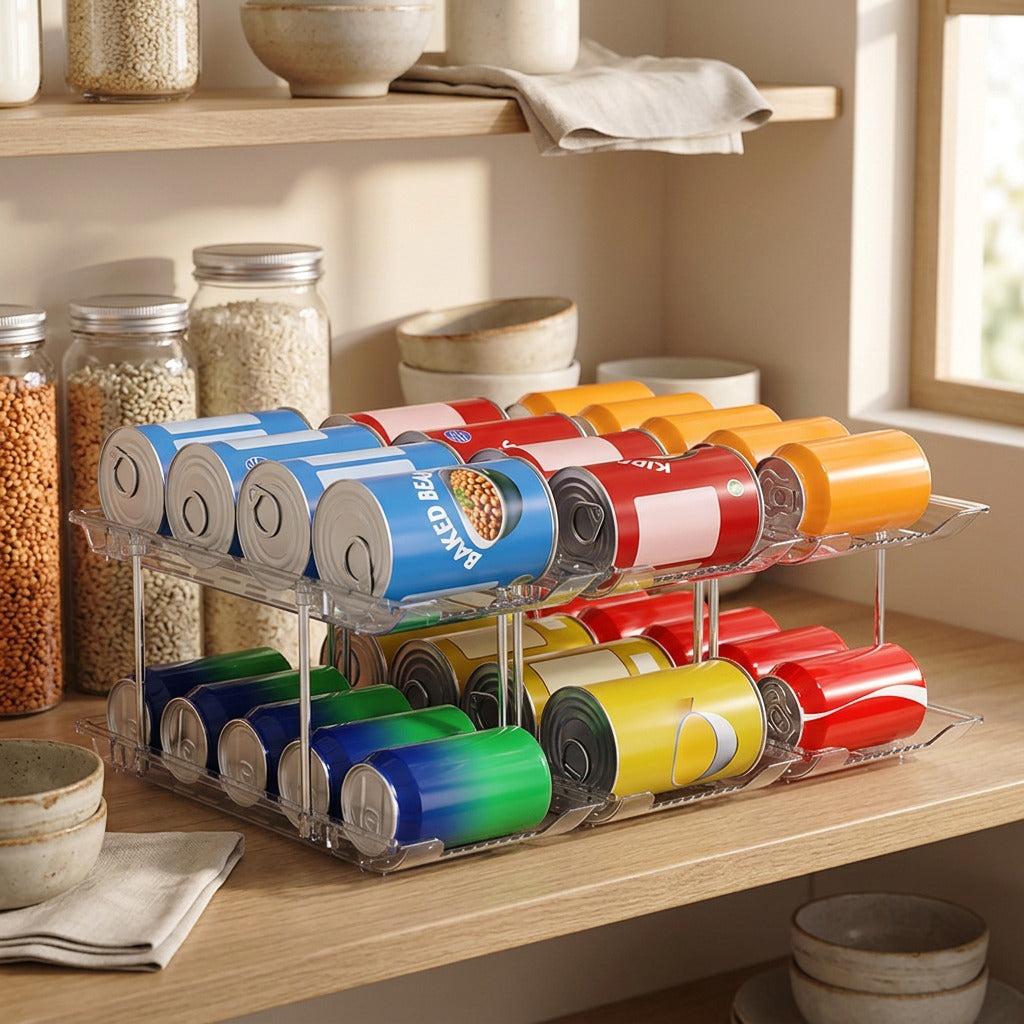 Cleartier™ Transparent PET Storage Rack, styled close view