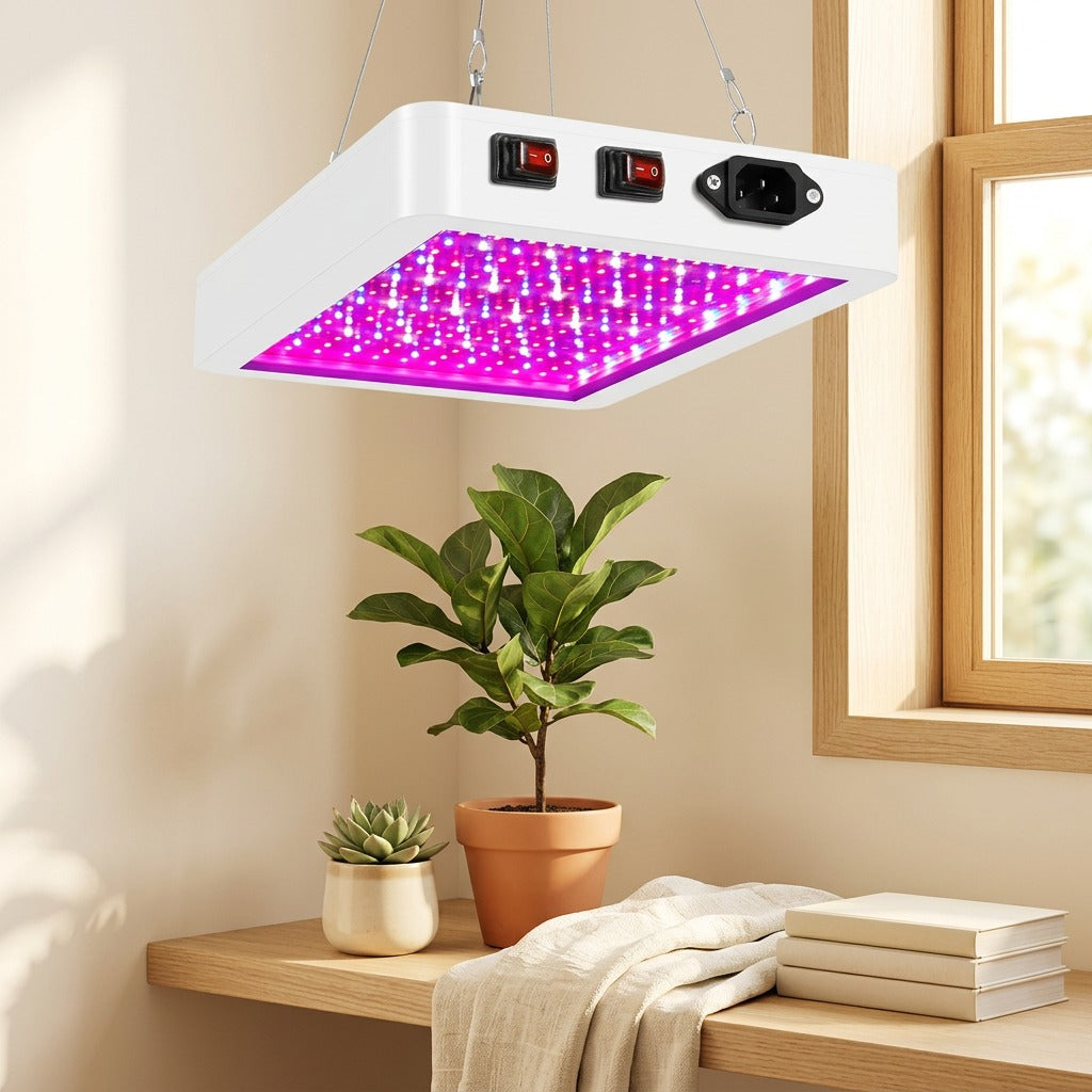 Sunroot™ Full Spectrum LED Plant Grow Light in a calm home setting