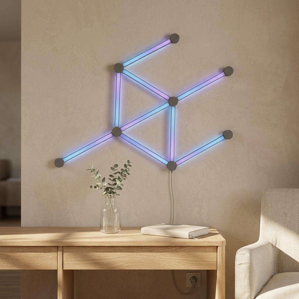 Splicehue™ RGB Splicing LED Wall Lamp in a calm home setting