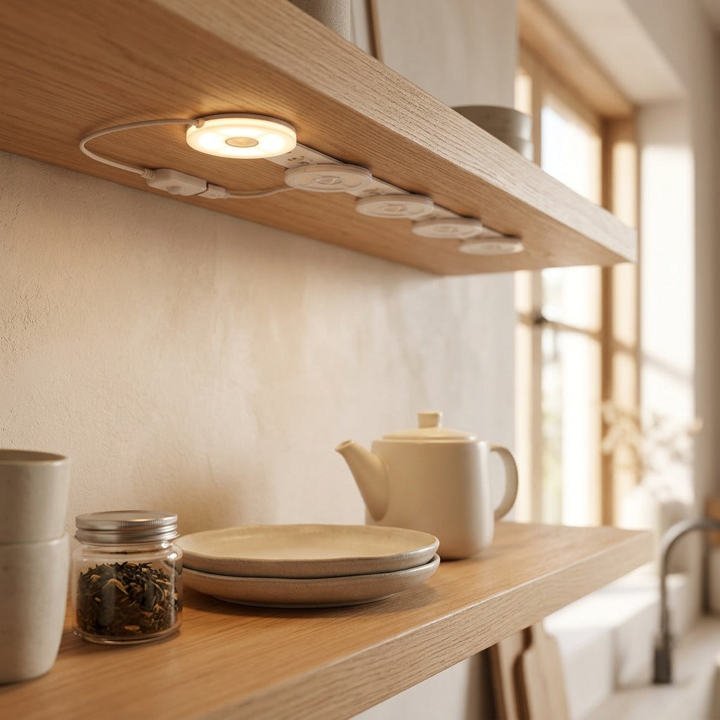 Cupboardlit™ 6-in-1 COB Cabinet Light Strip, styled close view