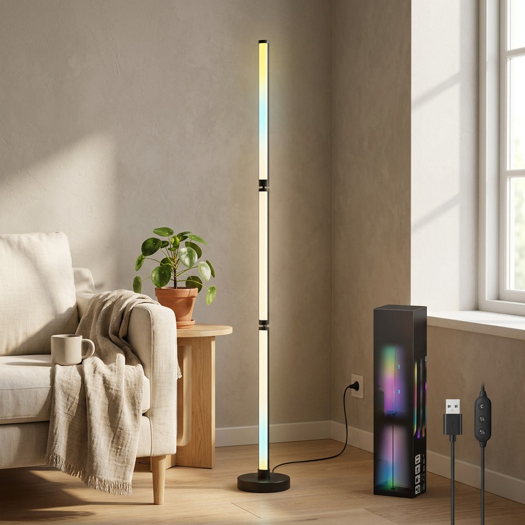 Nordicglow™ 10W LED Nordic Floor Lamp in a calm home setting
