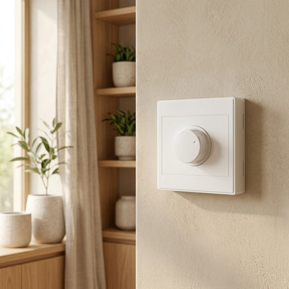 Breezedial™ Type 86 Ceiling Fan Speed Control Switch in a calm home setting