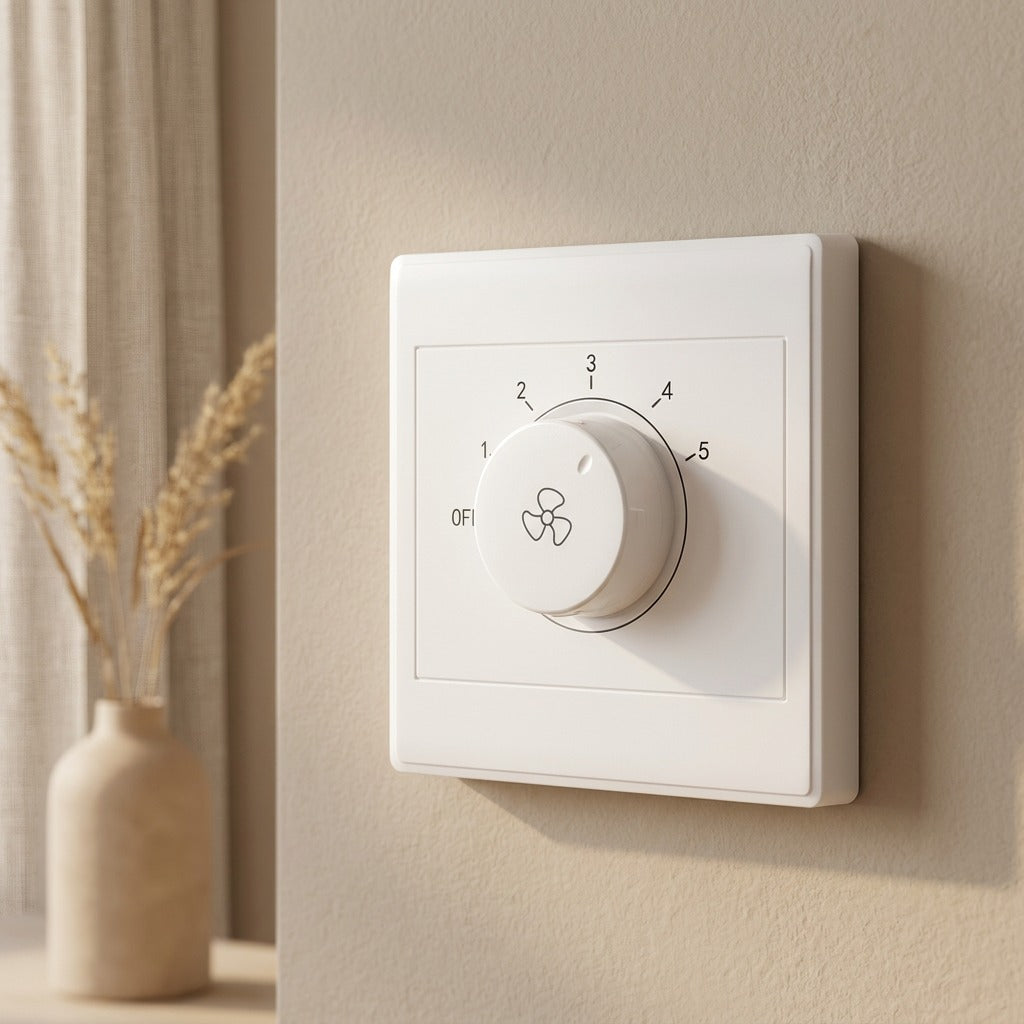 Breezedial™ Type 86 Ceiling Fan Speed Control Switch, styled close view