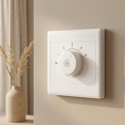 Breezedial™ Type 86 Ceiling Fan Speed Control Switch, styled close view