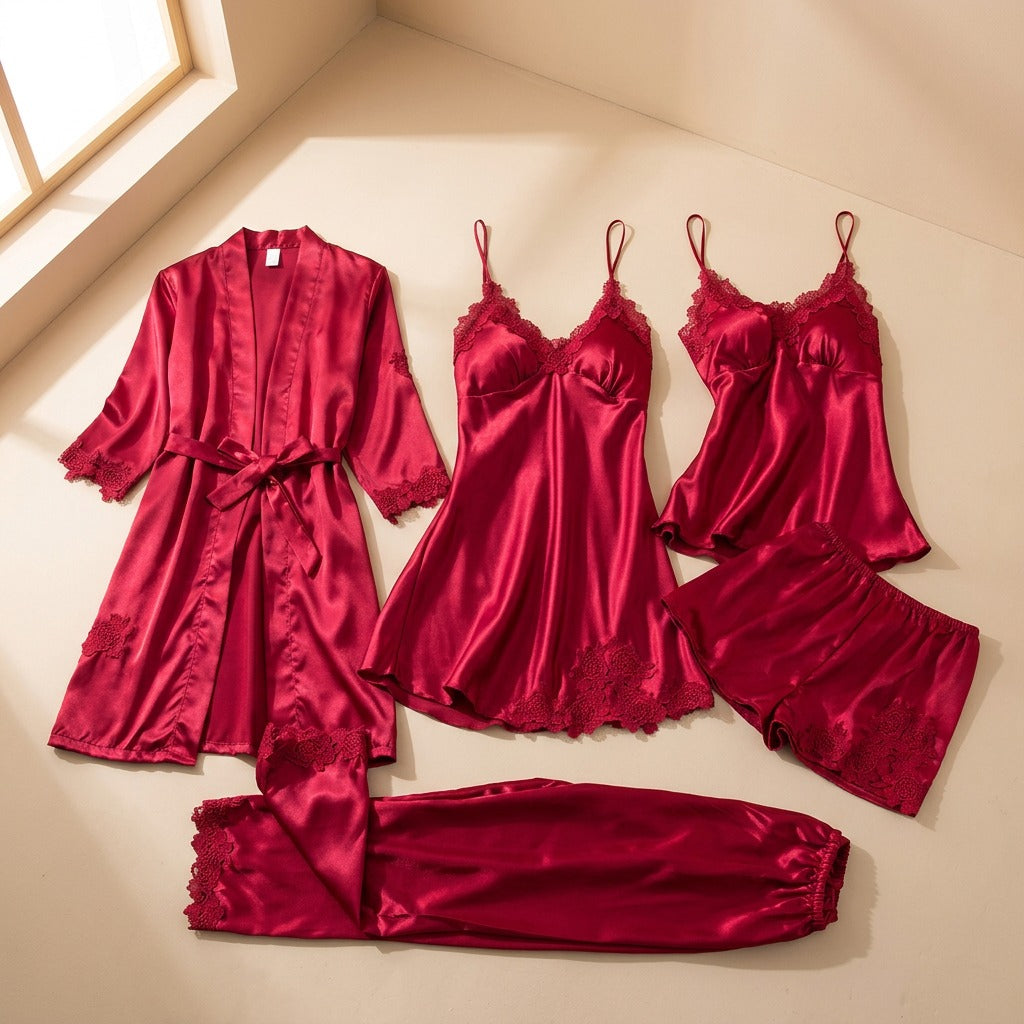 Silklull™ Long Sleeve Simulated Silk Pajama Set