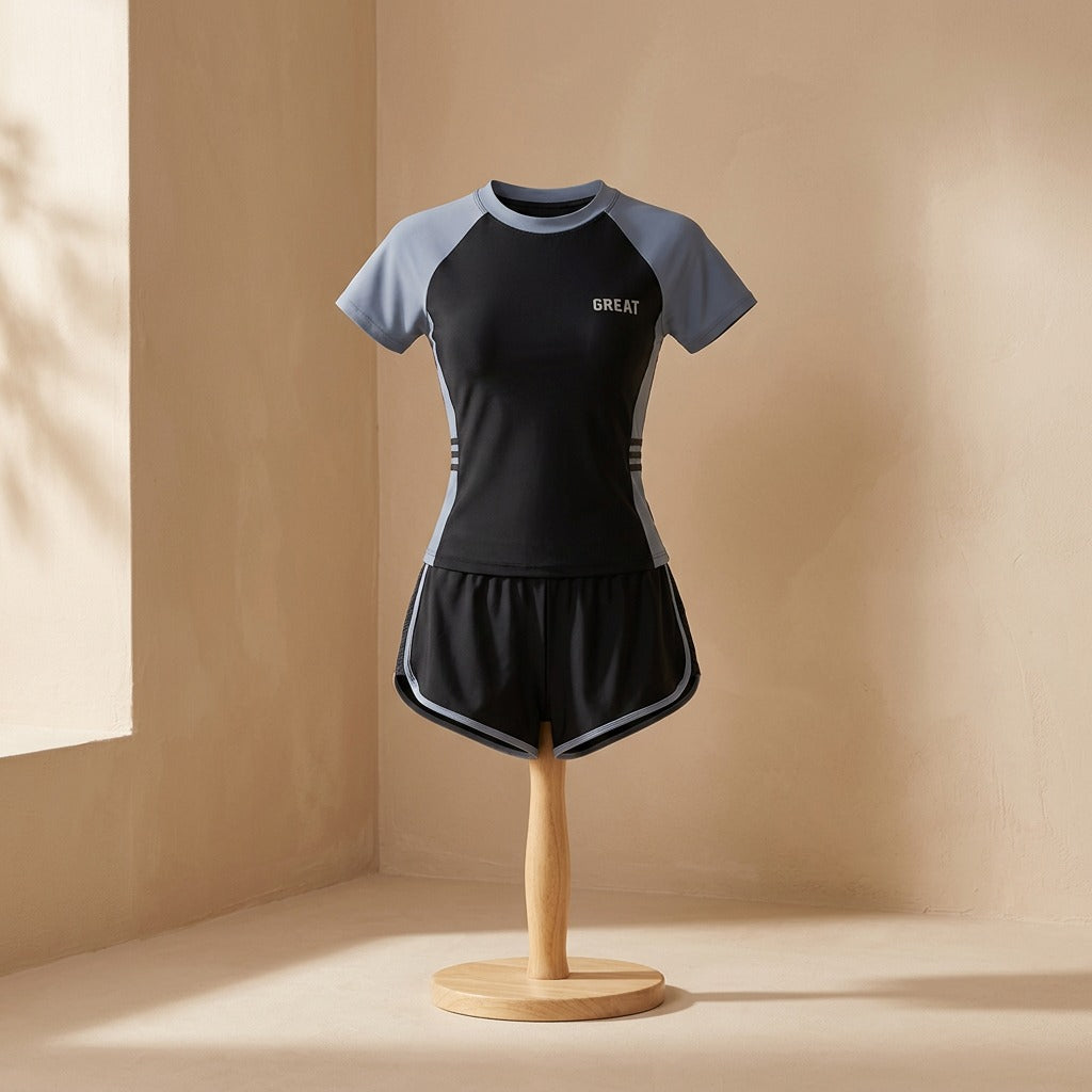 Sleeveswim™ Short-Sleeve Two-Piece Swimsuit