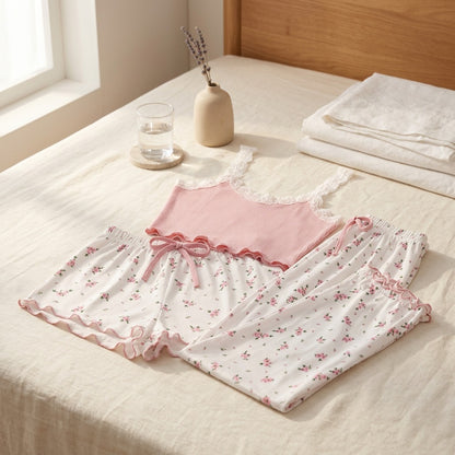 Bloomlull™ Women's Floral Three-Piece Pajama Set, styled close view
