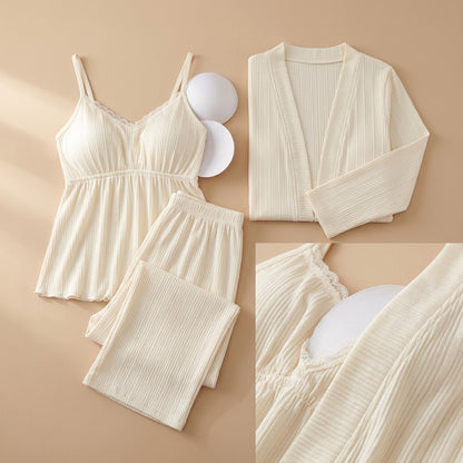Cottonhush™ Cotton Long Sleeve Pajama Set, material and detail close-up