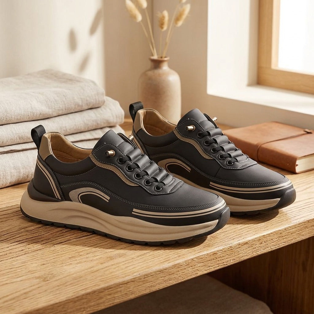 Breezerun™ Breathable Artificial Leather Running Shoes, styled close view