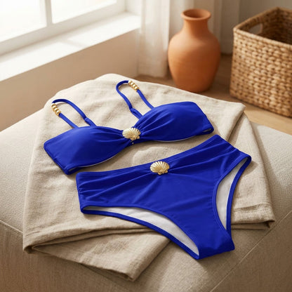 Colorcalm™ Solid Color Two-Piece Swimsuit, styled close view