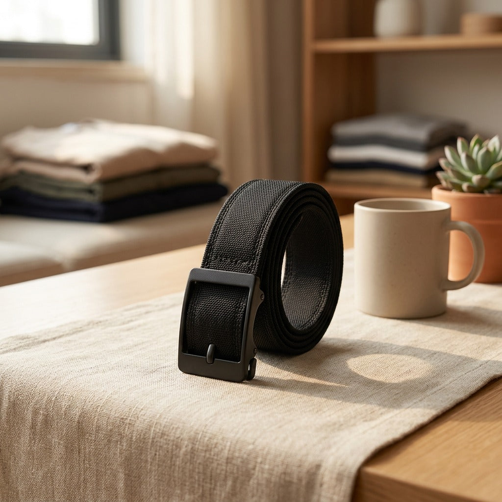 Snapweave™ Nylon Automatic Buckle Belt, styled close view