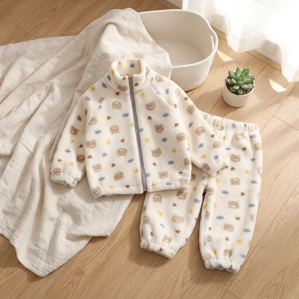 Snugnest™ Two-Piece Children's Winter Home Clothes in a calm home setting