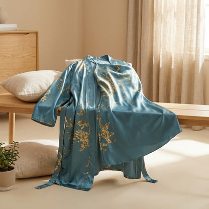 Satinlull™ Satin Two-Piece Pajama Set in a calm home setting