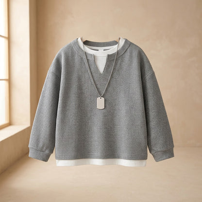 Layerplay™ Boys' Korean Version Fake Two-Piece Sweatshirt