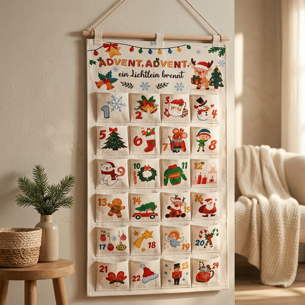 Countstow™ Canvas Countdown Calendar Hanging Bag, styled close view
