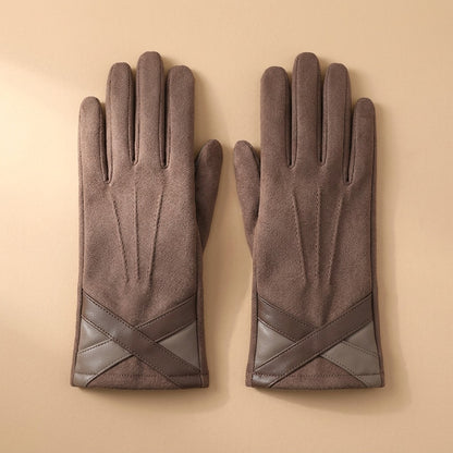 Suedetap™ Women's Touch Screen Suede Gloves, material and detail close-up