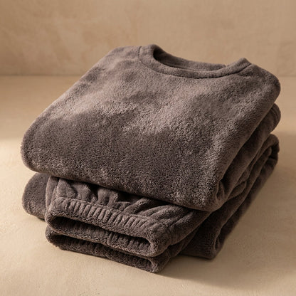 Fleecehush™ Coral Fleece Pajama Suit, material and detail close-up