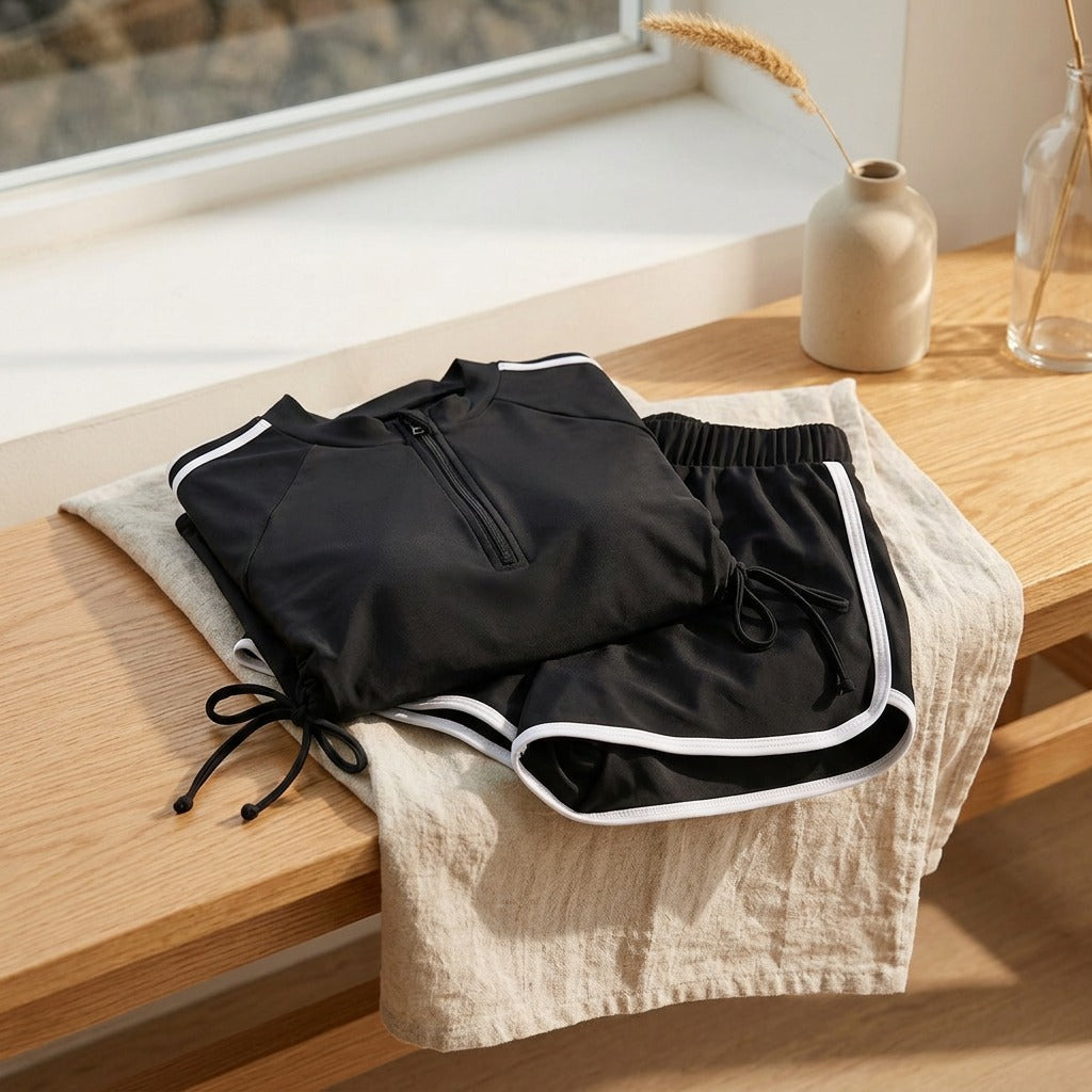 Swimcover™ Long-Sleeve Two-Piece Swimsuit, styled close view