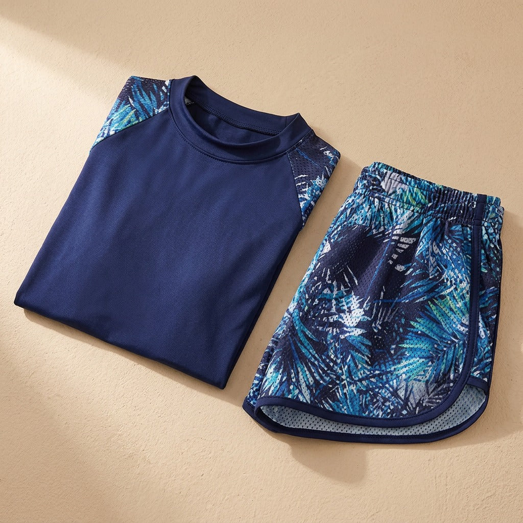 Petalsurf™ Short Sleeve Floral Swimsuit, material and detail close-up