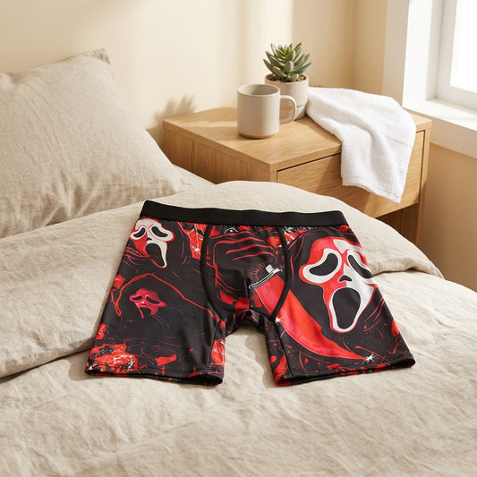 Printfit™ Men's Printed Polyester Boxer Briefs in a calm home setting