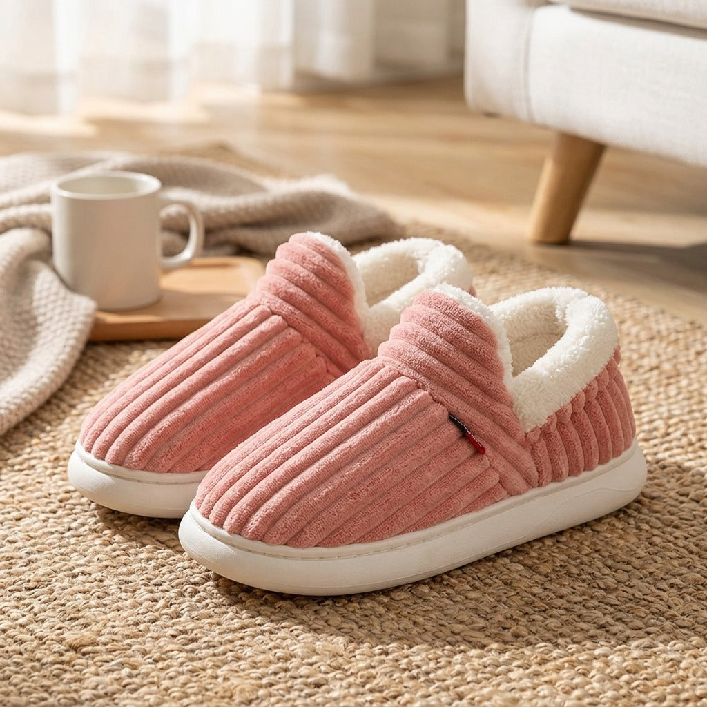 Cozytread™ Women’s Winter Plush Home Slippers, styled close view