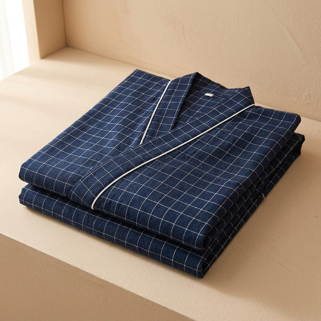 Wraprest™ Cotton Kimono Pajama Set, material and detail close-up