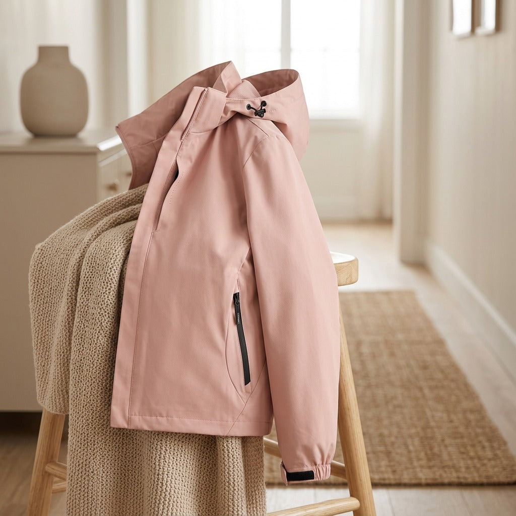 Windwear™ Hooded Polyester Windbreaker Jacket, styled close view