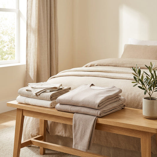 Warmfit™ Men's Thermal Base Layer Suit in a calm home setting