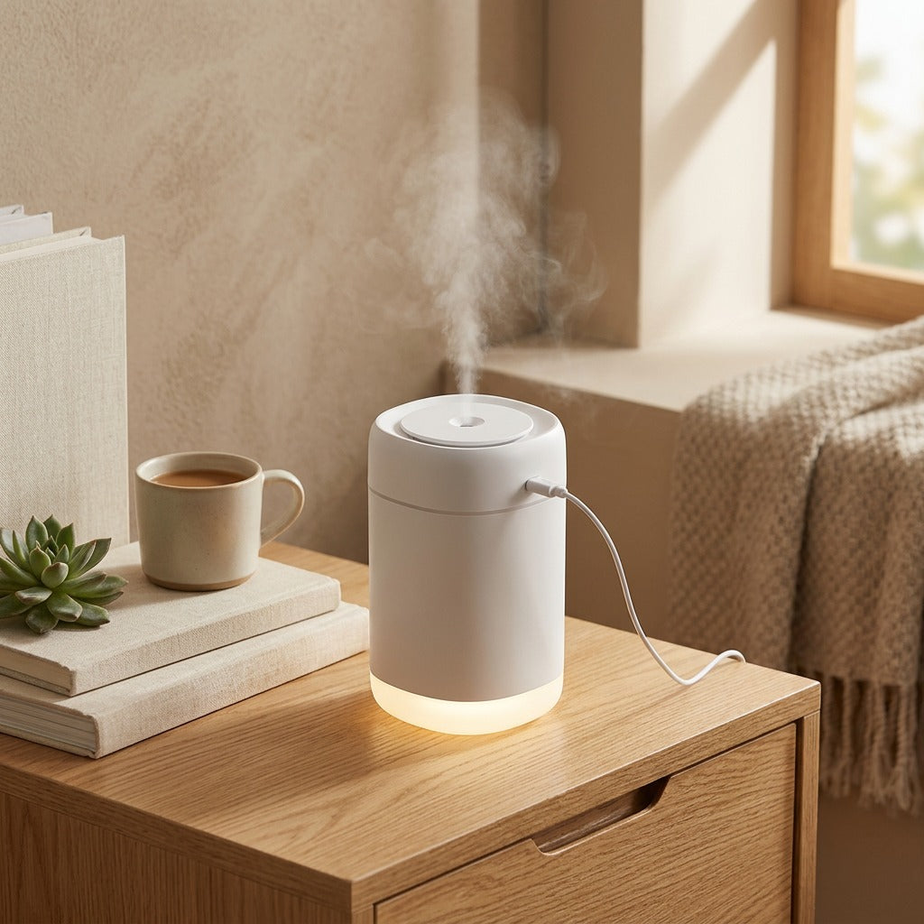 Airgleam™ USB Air Humidifier With Ambient Light, styled close view