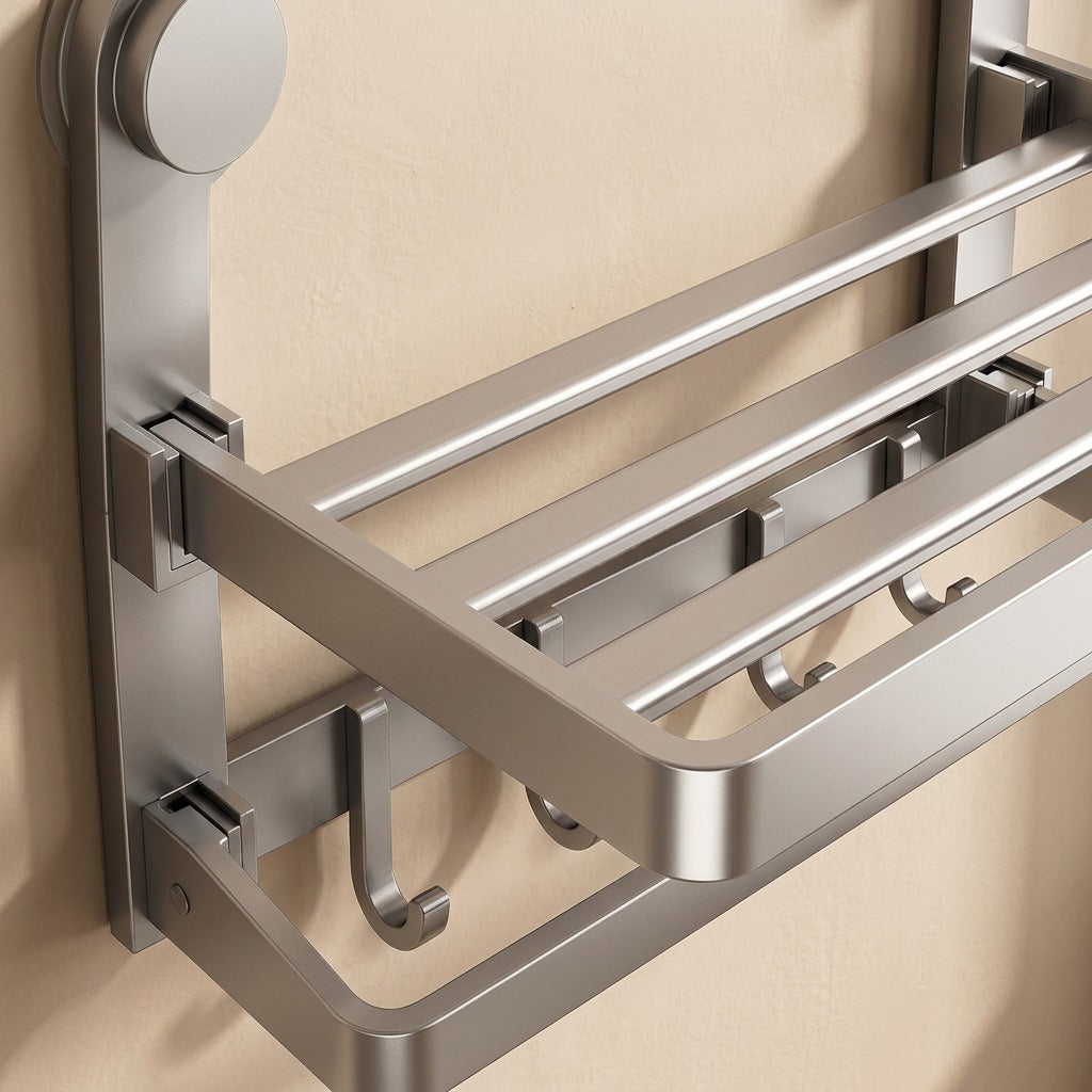 Suctionfold™ Suction Cup Folding Towel Rack, material and detail close-up