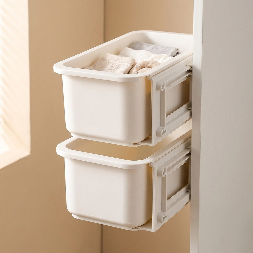 Whitekeep™ White Plastic Underwear Storage Box, material and detail close-up