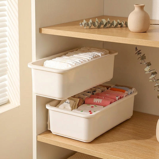Whitekeep™ White Plastic Underwear Storage Box in a calm home setting
