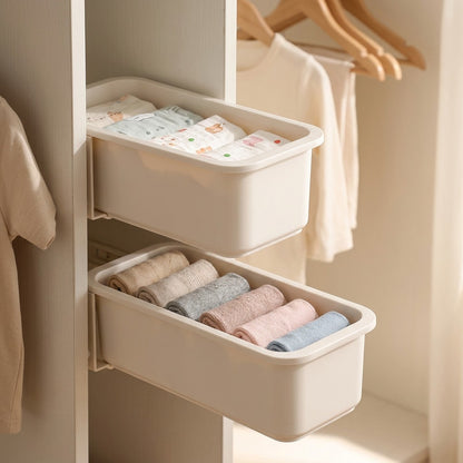 Whitekeep™ White Plastic Underwear Storage Box, styled close view