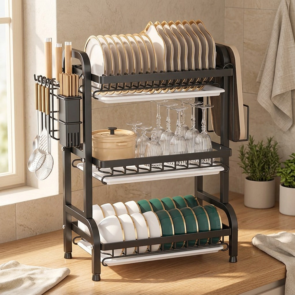 Plateperch™ Carbon Steel Dish Storage Rack in a calm home setting