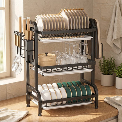 Plateperch™ Carbon Steel Dish Storage Rack in a calm home setting