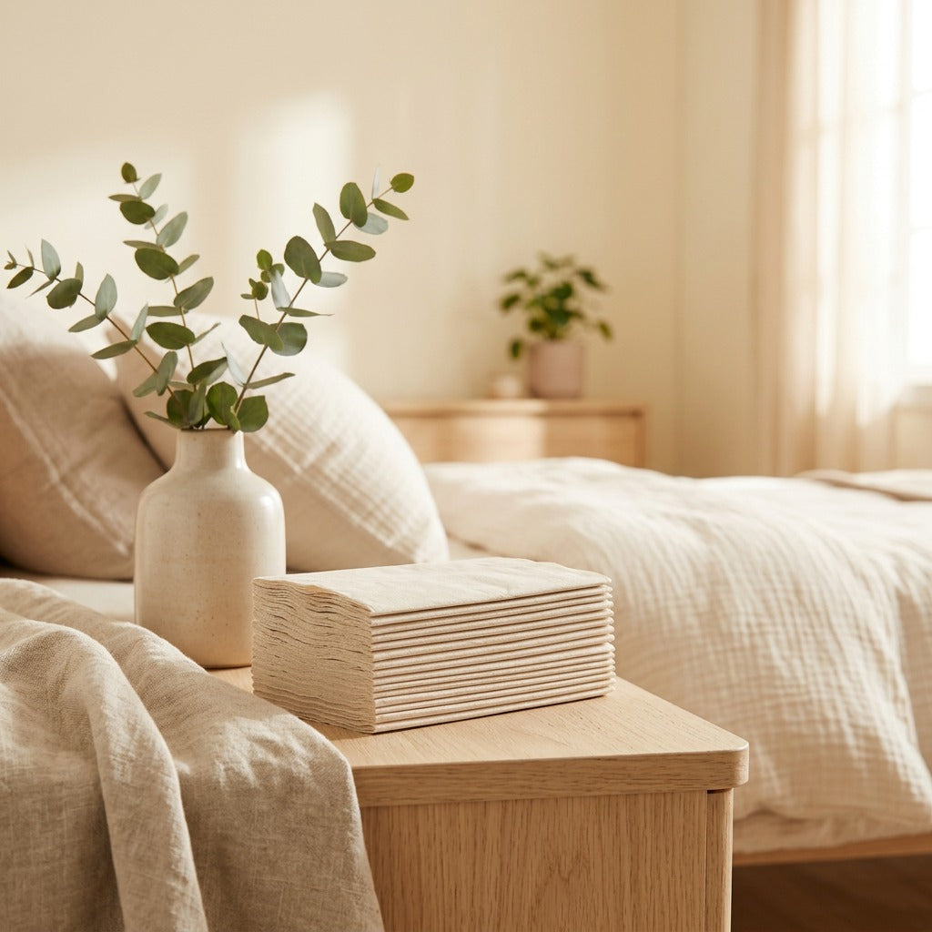 Softply™ Wood Pulp Three-Layer Tissues in a calm home setting
