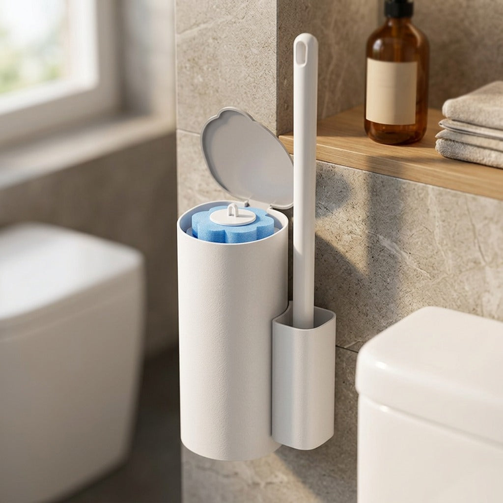 Wallbristle™ Wall-Mounted Toilet Cleaning Brush, styled close view