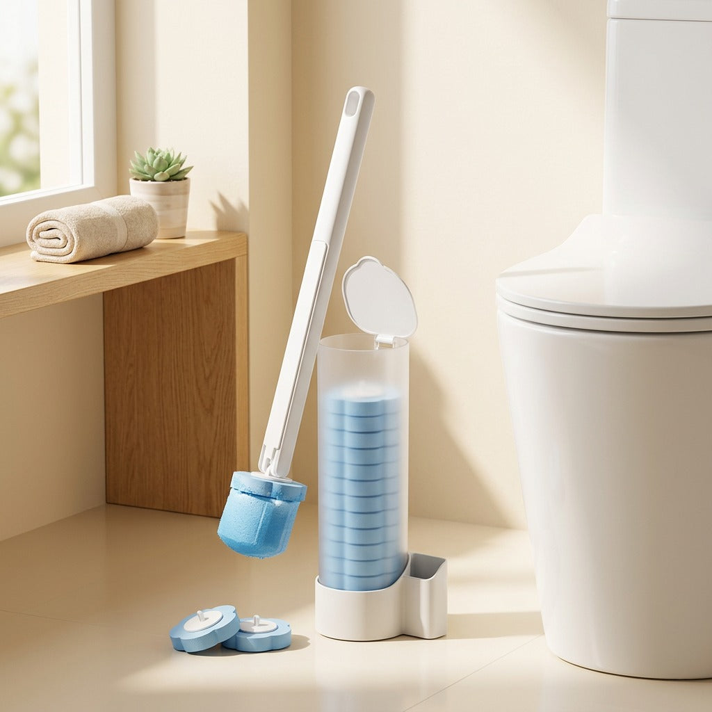 Rinsedrop™ Disposable Toilet Brush With Dissolving Heads in a calm home setting