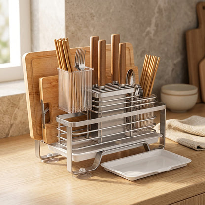 Bladeline™ Stainless Steel Kitchen Knife Rack, styled close view