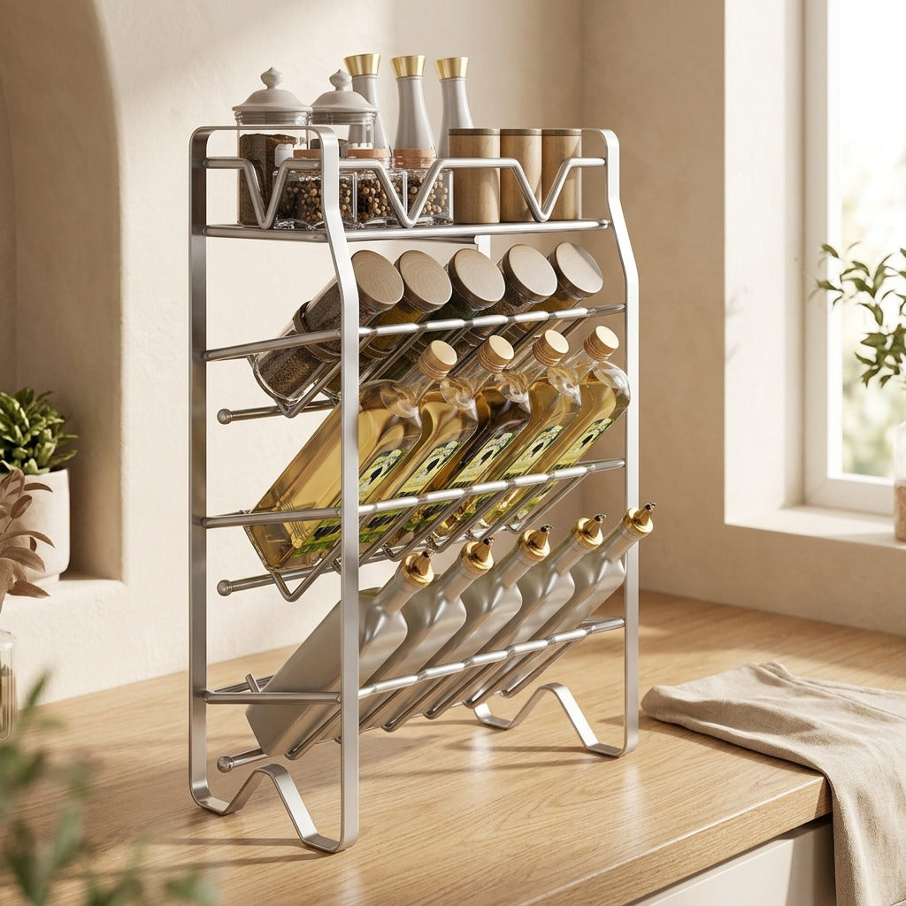 Spiceperch™ 201 Stainless Steel Spice Rack in a calm home setting