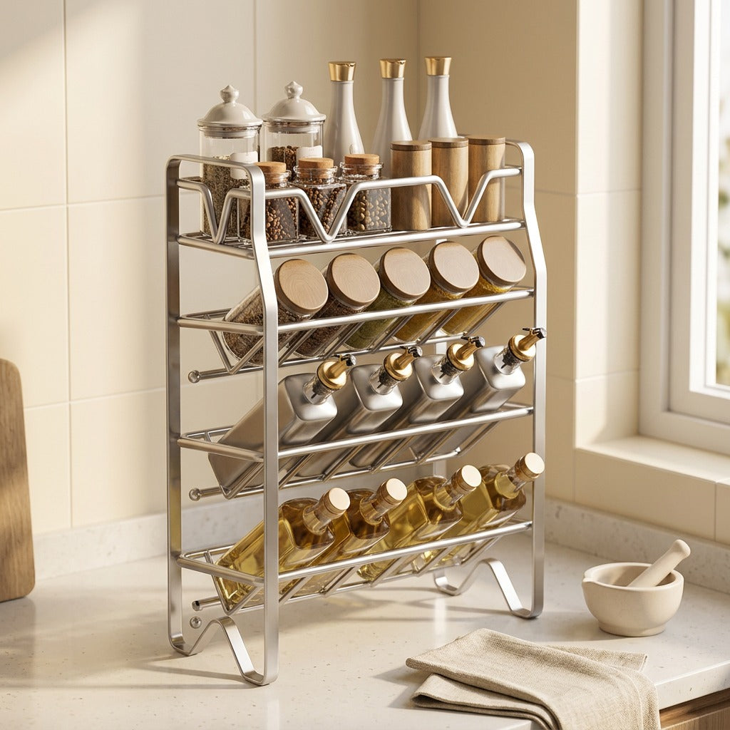 Spiceperch™ 201 Stainless Steel Spice Rack, styled close view