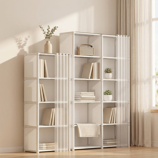 Shelfshade™ Dustproof Living Room Bookshelf in a calm home setting